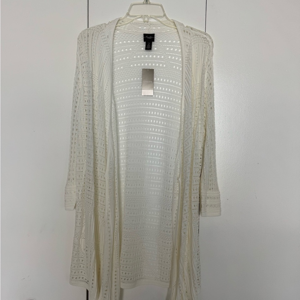 Chico's White Textured Knit Sweater